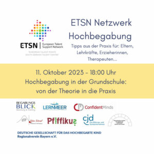 Mit dem ETSN Netzwerk Hochbegabung finden wieder großartige Vorträge statt. Ehrenamt!